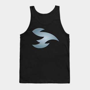 Metallic Silver Abstract Flying Fire Dragon Design Tank Top